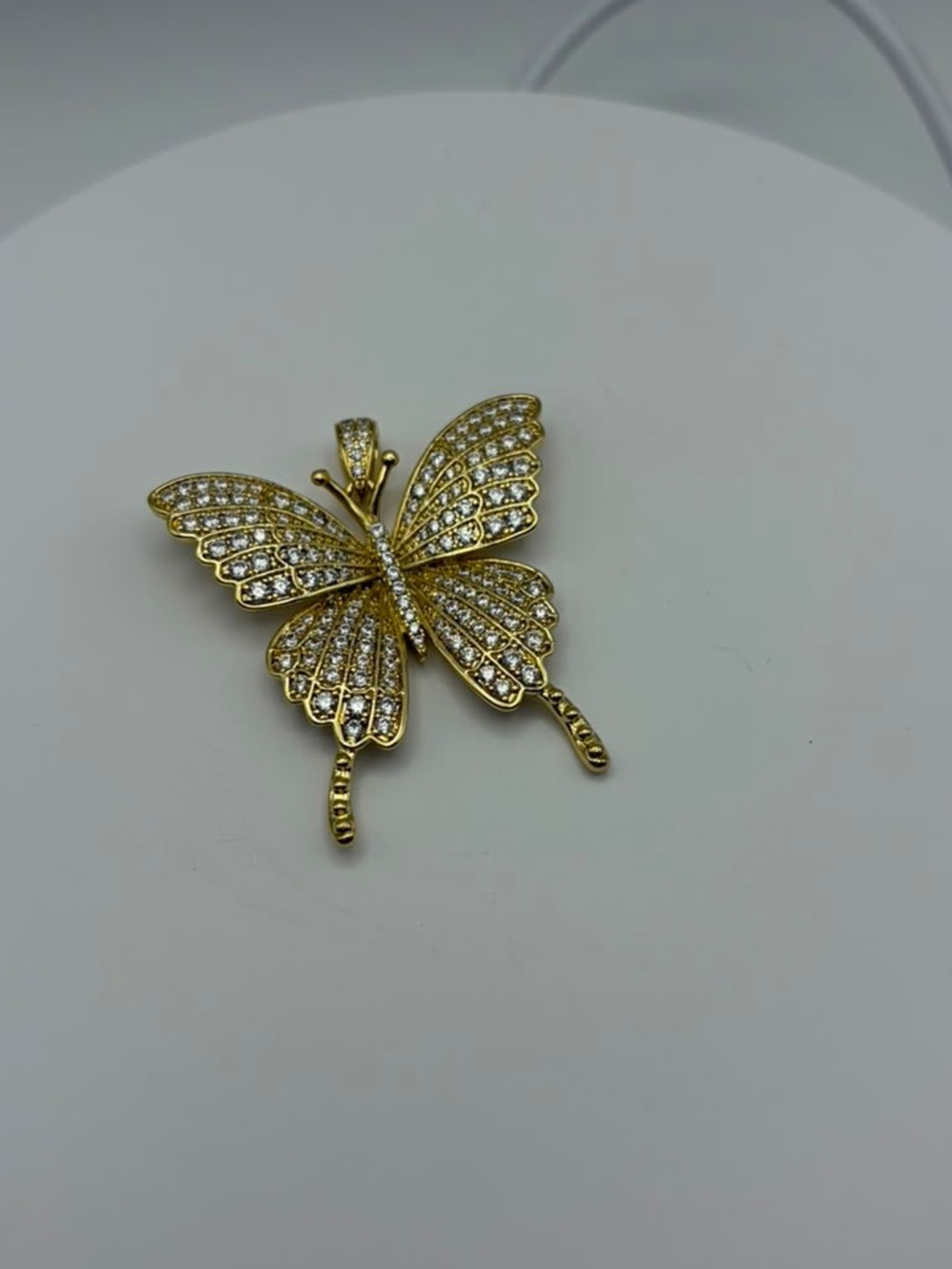 Gold color Butterfly Pendant Necklace Pendant with Clear Crystals